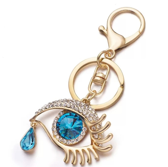 Keychain Beautiful Turquoise Eye Teardrop Bling - Picture 4 of 6